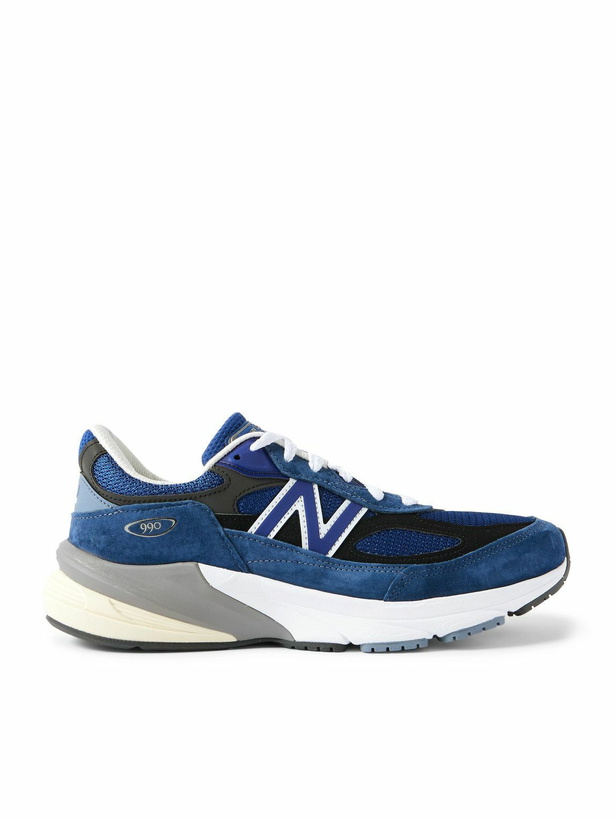 Photo: New Balance - 990v6 Leather-Trimmed Suede and Mesh Sneakers - Blue