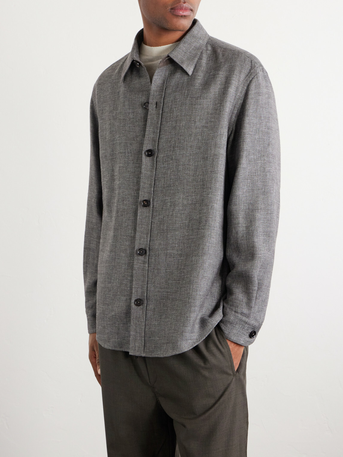 Zegna - Cashmere, Linen and Silk-Blend Overshirt - Gray