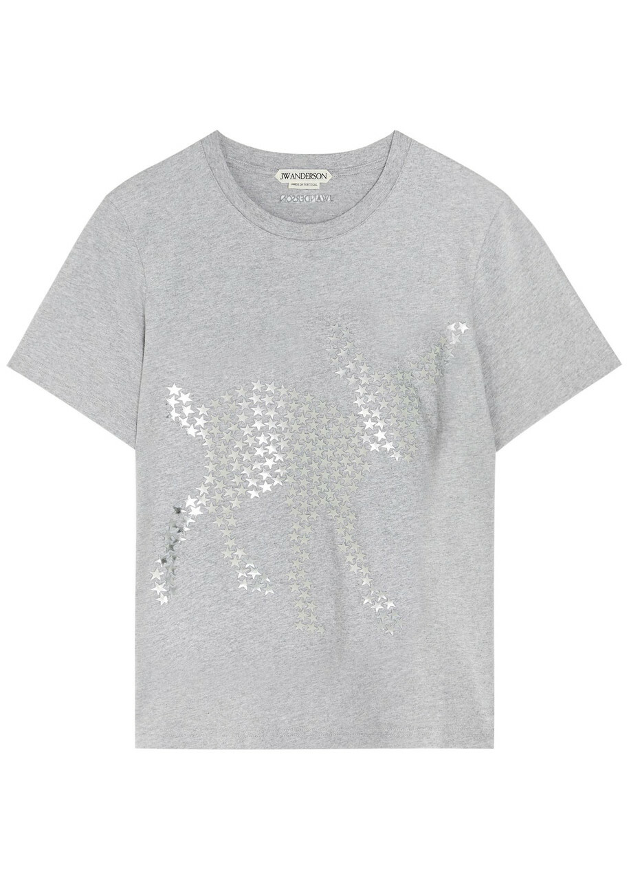 JW Anderson Star-appliquéd Cotton T-shirt Grey