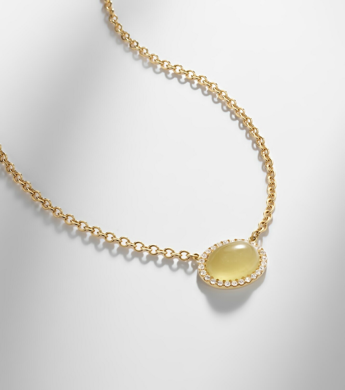 Octavia Elizabeth Bermuda Grass 18kt gold chain necklace with beryl and diamonds