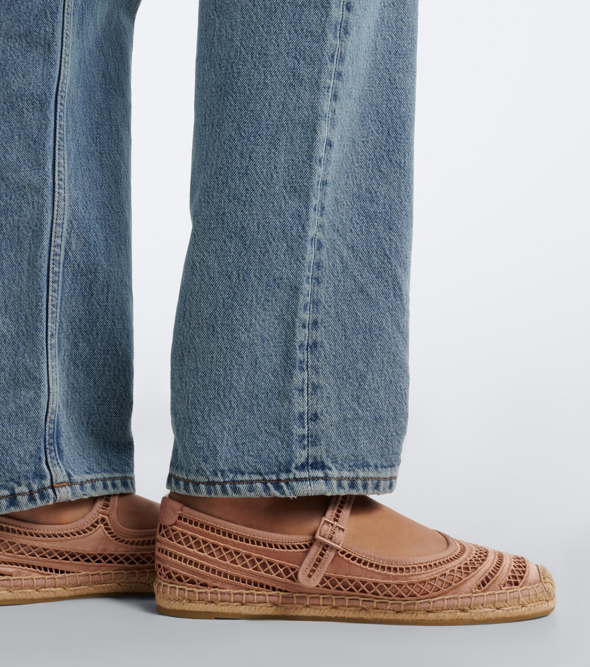 Tory Burch Open Weave Mary Jane satin espadrilles
