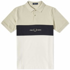 Fred Perry Authentic Men's Embroidered Panel Polo Shirt in Light Oyster