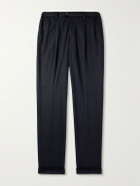 Thom Sweeney - Straight-Leg Pleated Wool-Blend Jersey Trousers - Blue