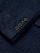 Richard James - Double-Breasted Herringbone Cashmere Coat - Blue