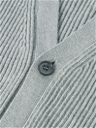 Kiton - Ribbed Silk and Cotton-Blend Cardigan - Gray