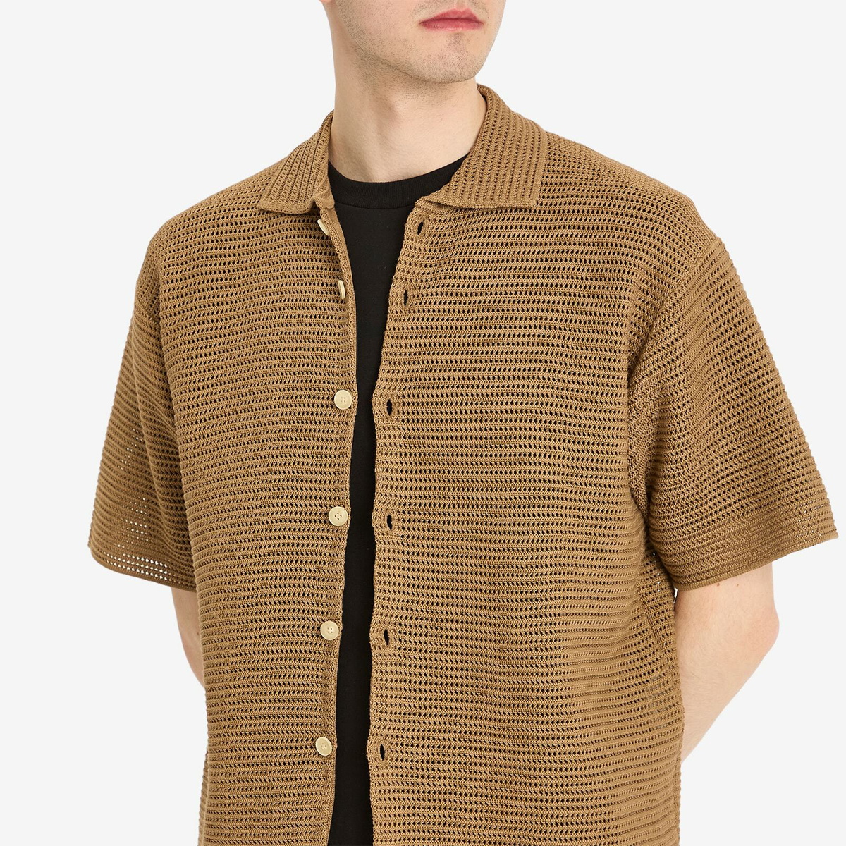 AURALEE COTTON MESH KNIT SHIRT 3