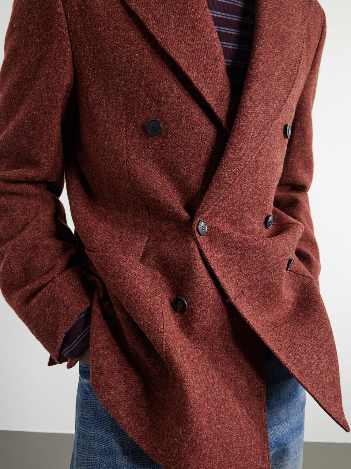 Portuguese Flannel - Double-Breasted Wool-Tweed Blazer - Red