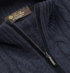 Loro Piana - Cable-Knit Baby Cashmere Zip-Up Sweater - Blue