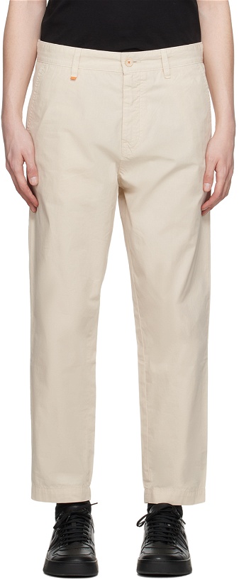Photo: BOSS Beige Relaxed-Fit Trousers
