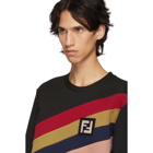 Fendi Black Asymmetric Forever Fendi Stripe Sweatshirt