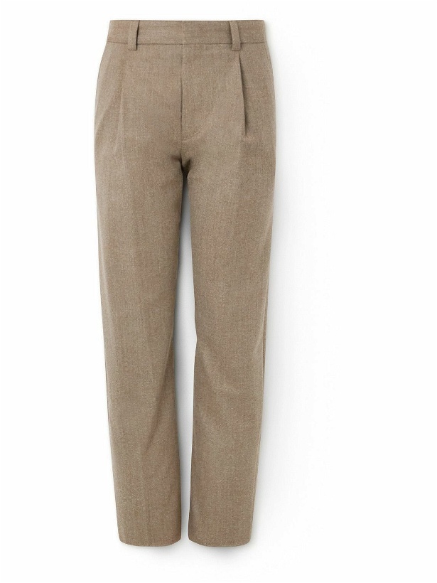 Photo: Giorgio Armani - Straight-Leg Pleated Wool-Blend Trousers - Neutrals