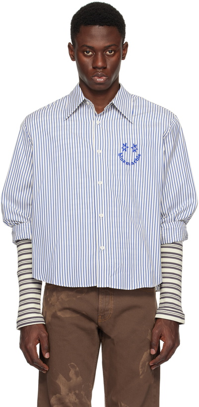 Photo: BLUEMARBLE White & Blue Smiley Stripe Shirt