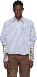 BLUEMARBLE White & Blue Smiley Stripe Shirt