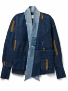Greg Lauren - Blanket Scrapwork Distressed Denim-Trimmed Wool-Blend Jacket - Blue