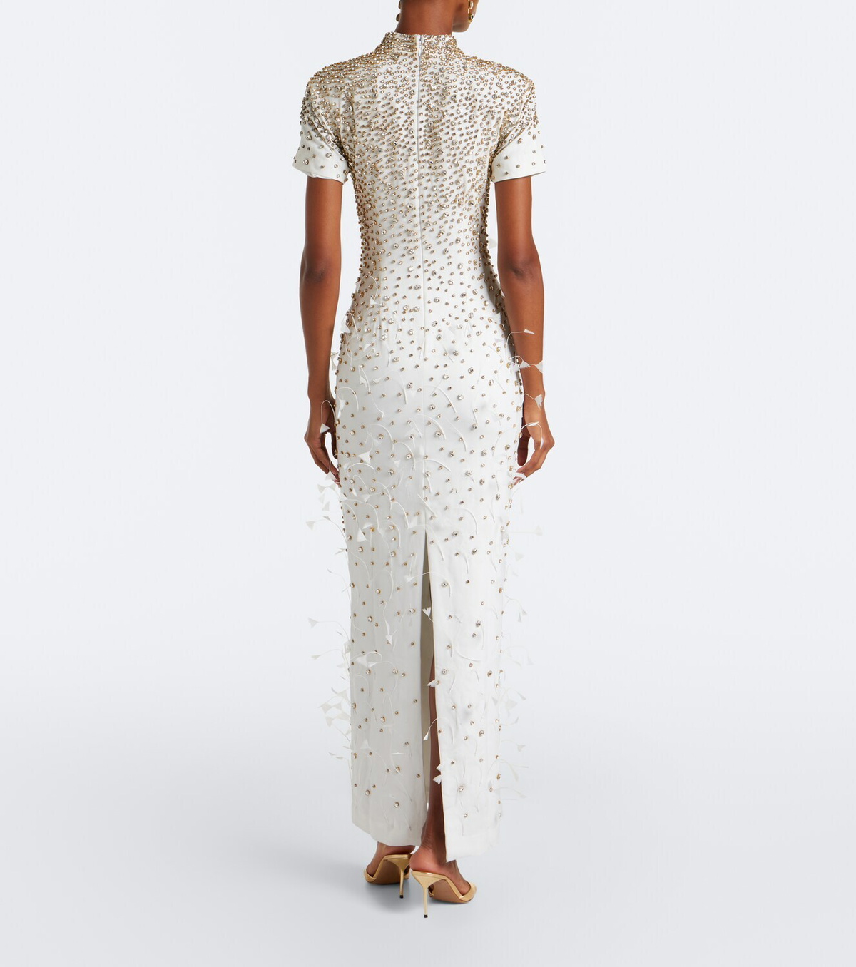Là Fuori Seraphina embellished feather-trimmed gown