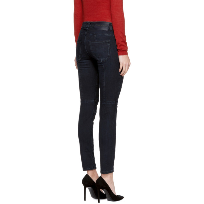 Pierre Balmain Blue Ribbed Biker Jeans