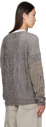 ROA Beige & Gray Vortex Crewneck Sweater