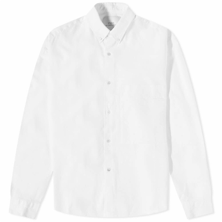 Photo: Studio Nicholson Men's Keble Oversized Pocket Shirt in Optic White
