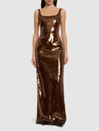 ALBERTA FERRETTI Sequined Satin Long Tank Dress