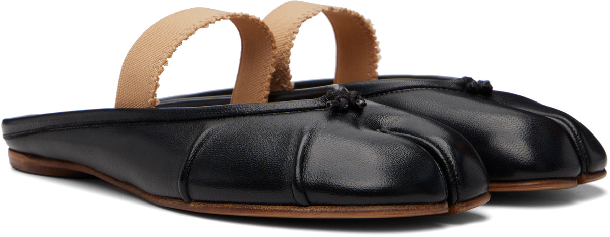 Maison Margiela Black Tabi Elastic Band Mule Flats