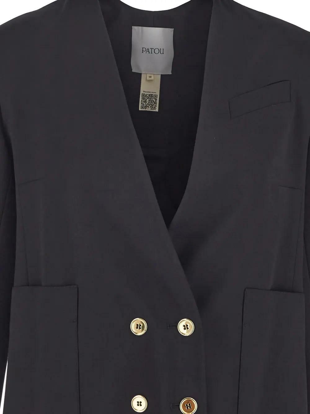 Patou No Collar Double Breasted Jacket Patou
