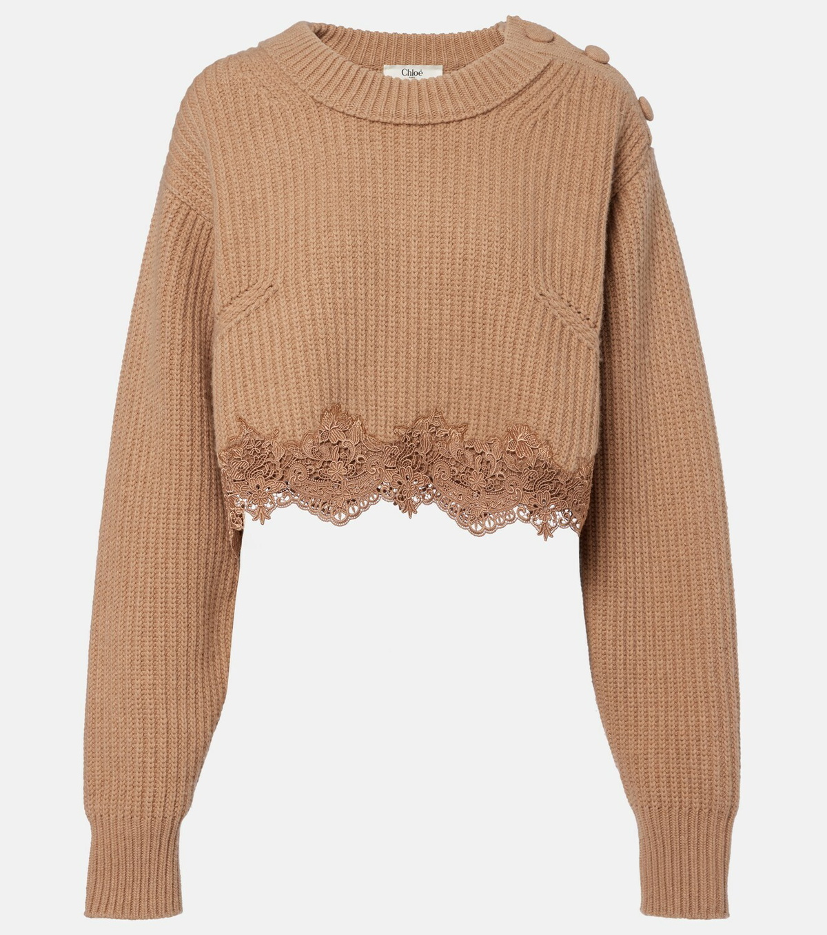 Chloé Lace-trimmed wool and cashmere sweater