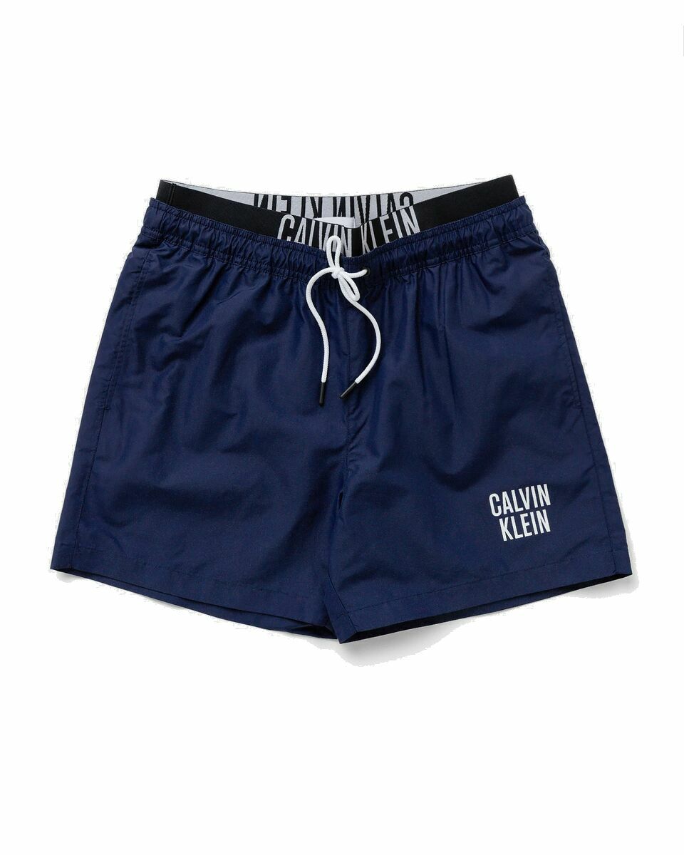 Photo: Calvin Klein Underwear Medium Double Waistband Swimshorts Blue - Mens - Swimwear