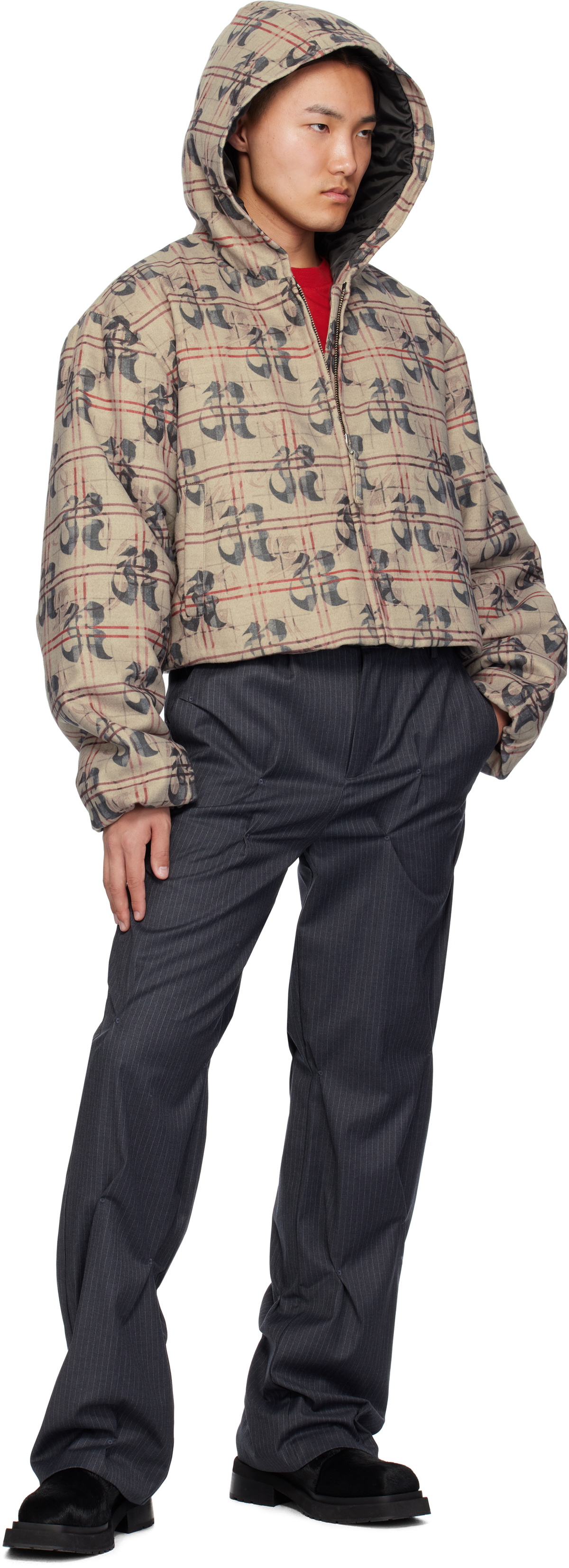 KUSIKOHC Beige Pattern Anorak Windbreaker Jacket