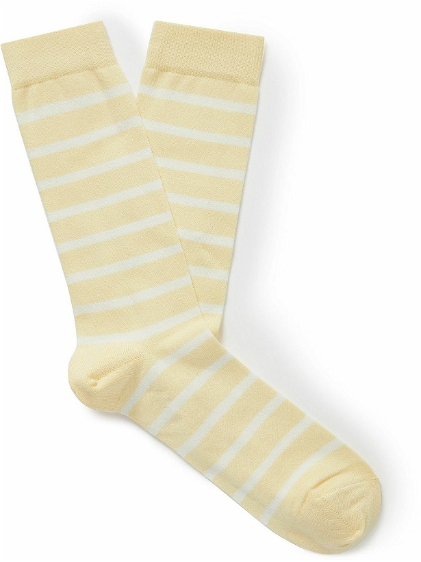 Photo: Sunspel - Striped Stretch Cotton-Blend Socks - Yellow