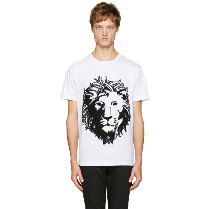 Photo: Versus White Embroidered Lion T-Shirt