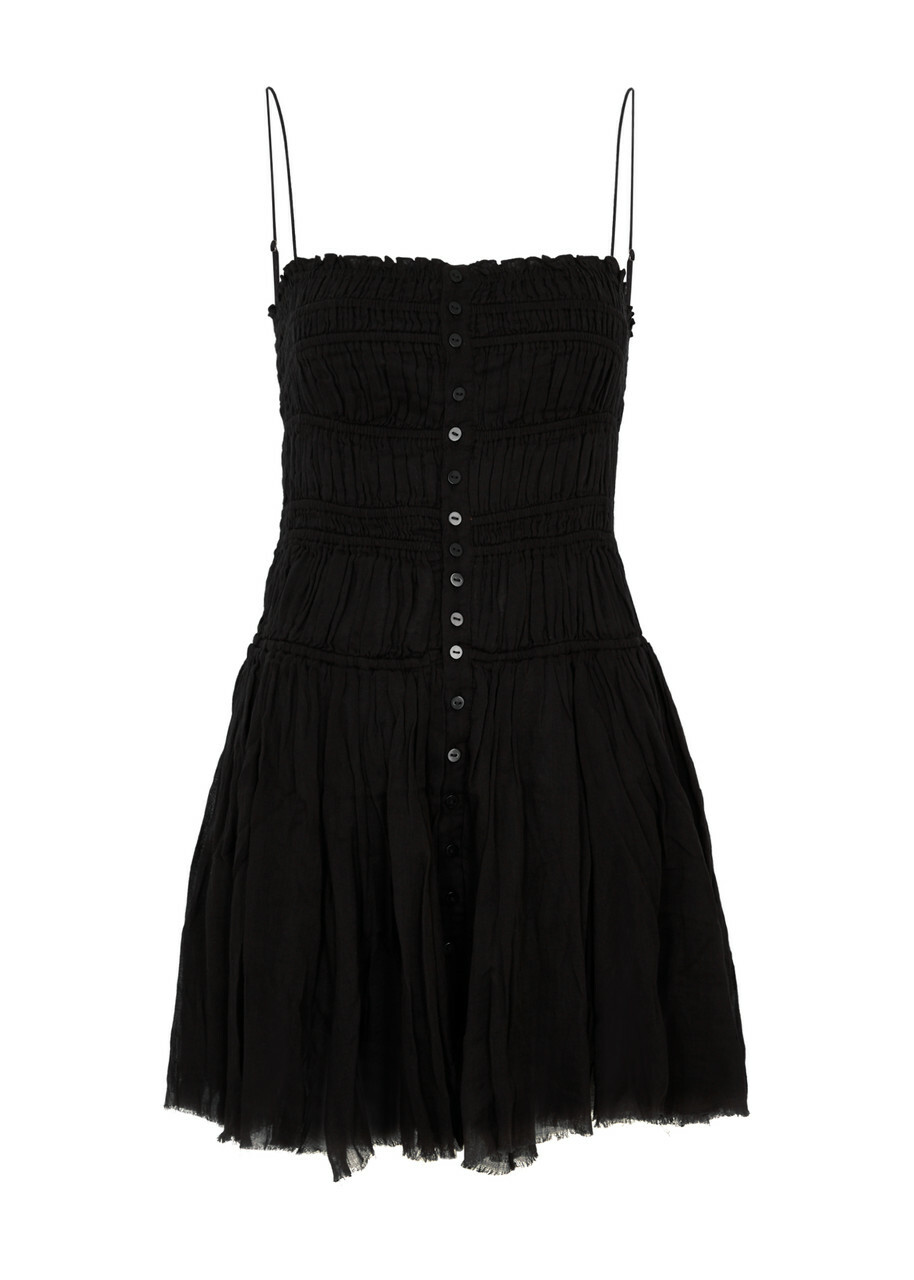 Free People Lausanne Cotton-gauze Mini Dress Black