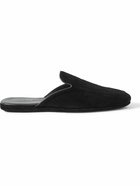 Manolo Blahnik - Montague Suede Slippers - Black