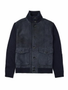 Incotex - Virgin Wool-Trimmed Suede Jacket - Blue