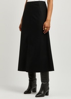 Eileen Fisher Wool Midi Skirt Black