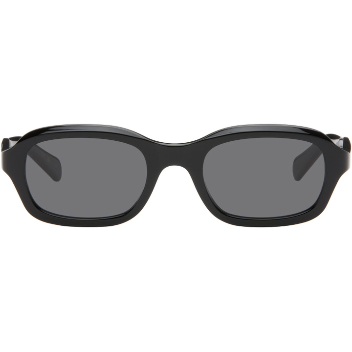 Photo: Valentino Black Rectangular Acetate Sunglasses