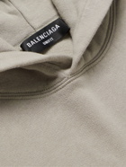 BALENCIAGA - Oversized Logo-Print Cotton-Jersey Hoodie - Gray