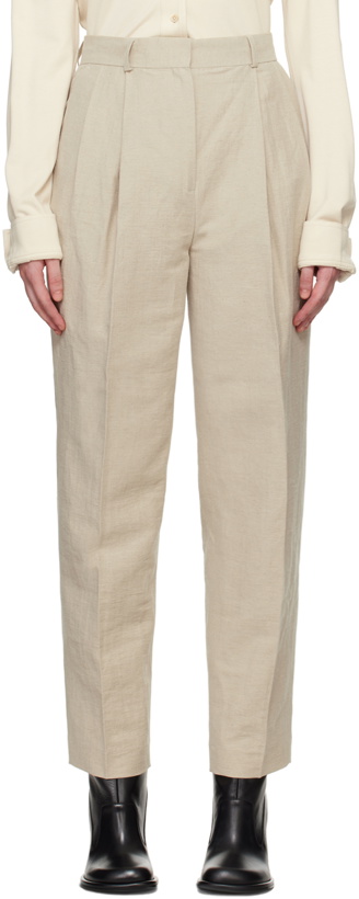 Photo: TOTEME Beige Double-Pleated Trousers