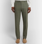 Canali - Army-Green Kei Slim-Fit Linen and Wool-Blend Suit Trousers - Green