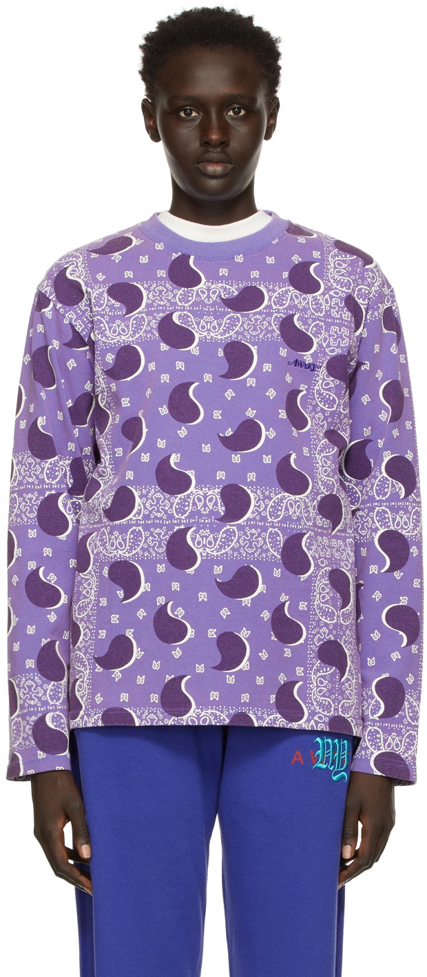 Awake NY Purple Big Paisley Long Sleeve T-Shirt Awake NY