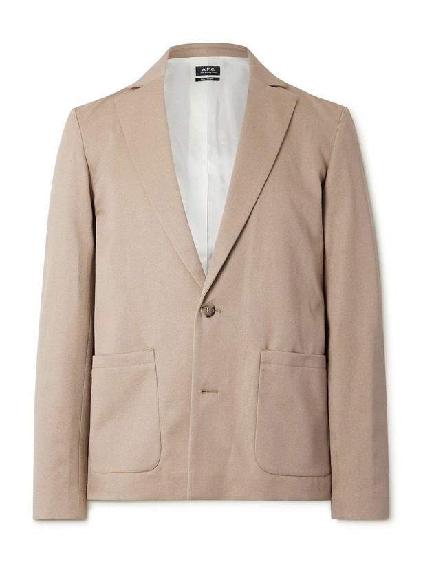 Photo: A.P.C. - Luc Unstructured Wool and Cotton-Blend Twill Suit Jacket - Neutrals