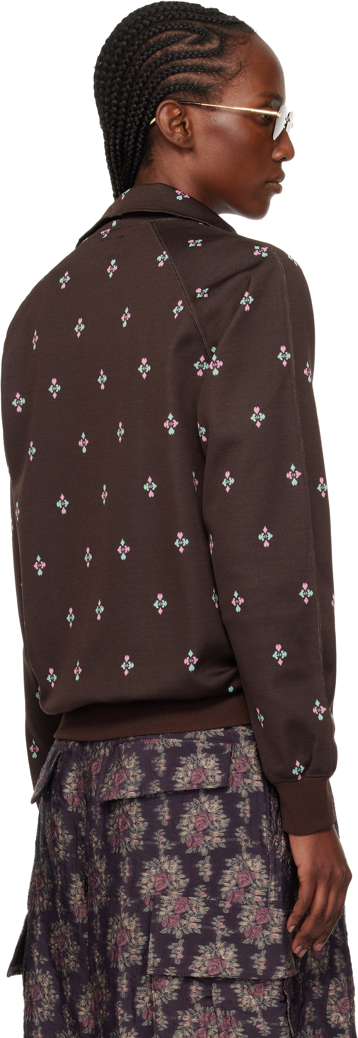 NEEDLES Brown Flower Jacquard Track Jacket