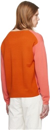 ZANKOV Pink & Orange V-Neck Sweater