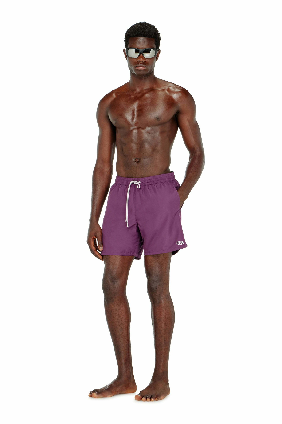 Diesel Swim shorts with metallic Oval D logo - Swim shorts Mens in Violet