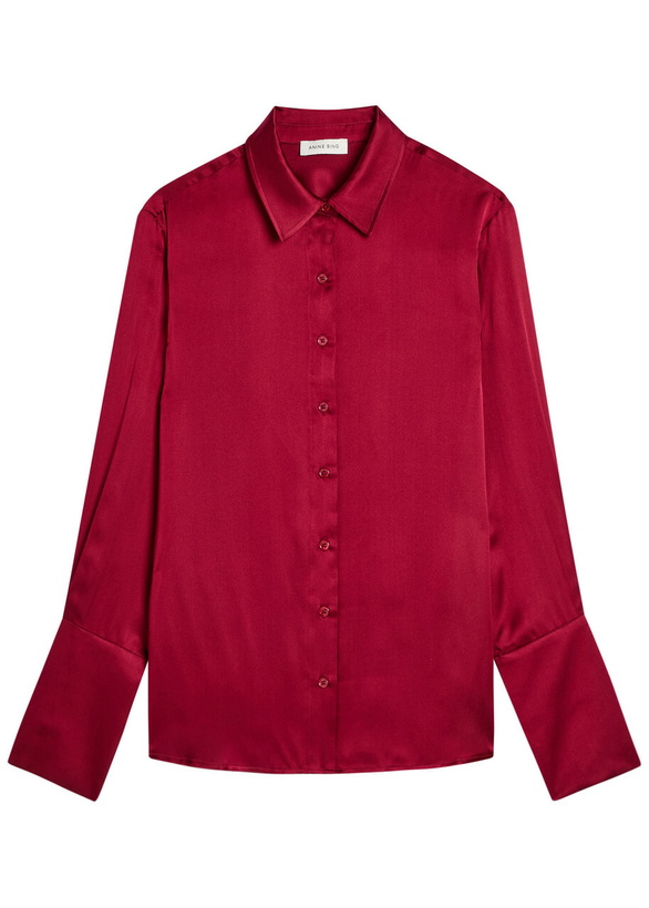 Photo: Anine Bing Amanda Silk-blend Shirt Burgundy