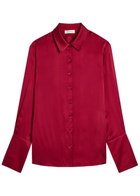 Anine Bing Amanda Silk-blend Shirt Burgundy