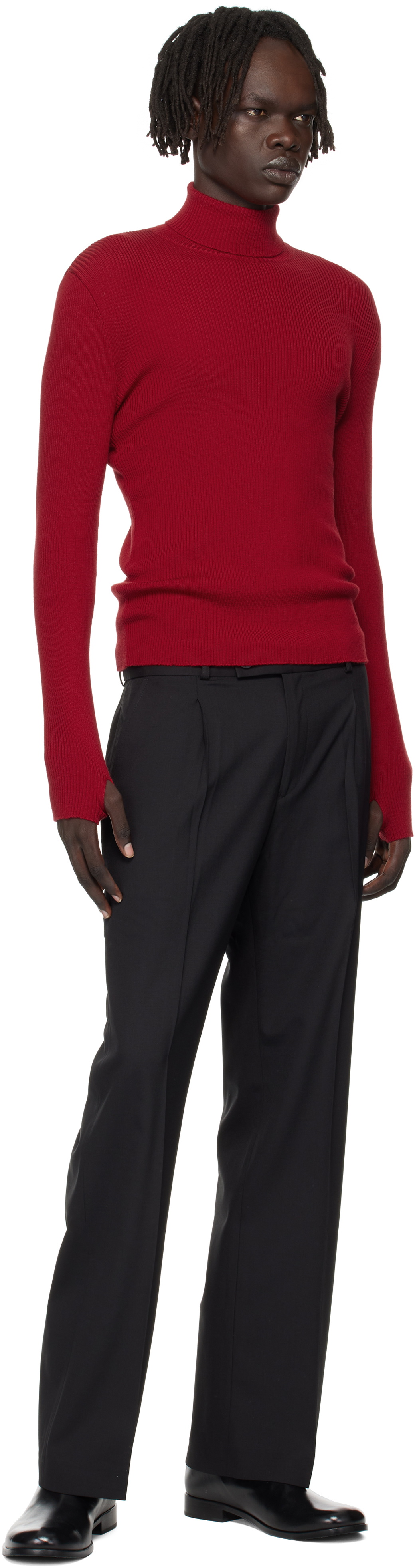 Ernest W. Baker Red Ribbed Turtleneck