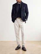 Brunello Cucinelli - Herringbone Wool and Cotton-Blend Twill Jacket with Detachable Shell Liner - Blue
