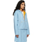 Casablanca Blue Double Faced Wool Hoodie