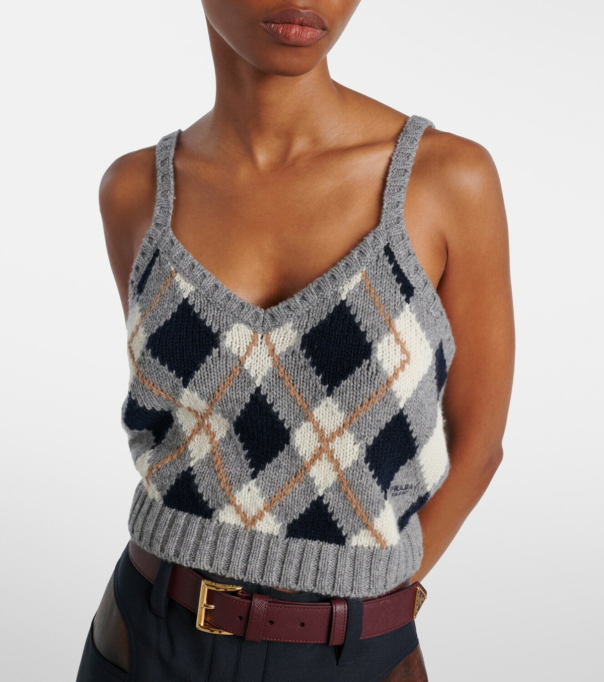 Prada Argyle cashmere crop top