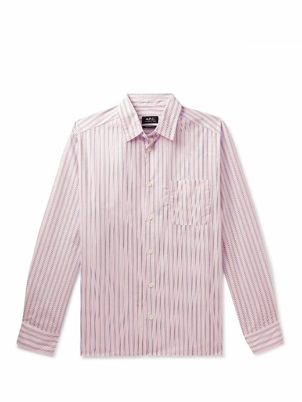 Photo: A.P.C. - Malo Striped Cotton-Poplin Shirt - Pink
